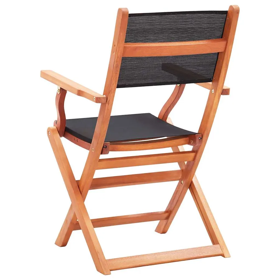 Chaises pliables de jardin lot de 8 noir eucalyptus textilène - 5