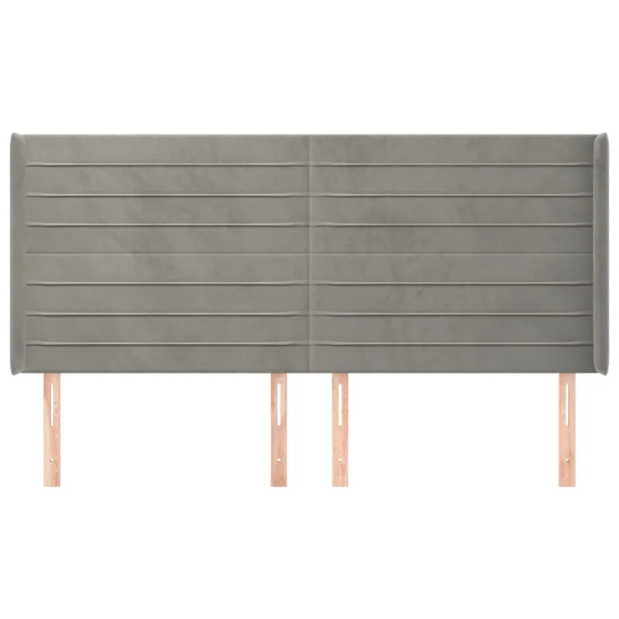 Tête de lit avec oreilles Gris clair 203x16x118/128 cm Velours - 3