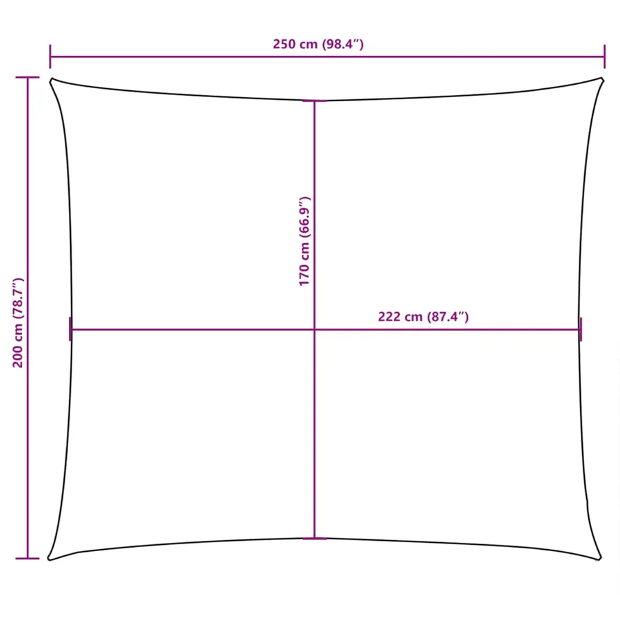 Voile de parasol tissu oxford rectangulaire 2x2,5 m beige - 10