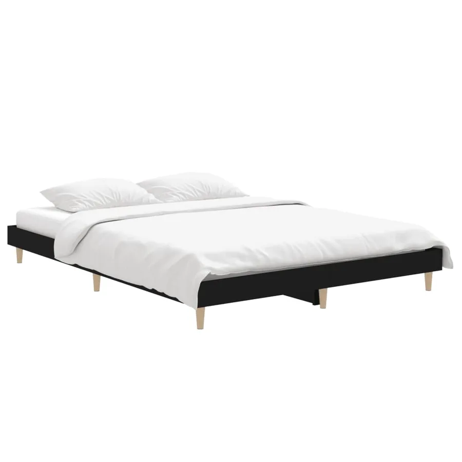 Cadre de lit sans matelas noir 140x190 cm bois d'ingénierie - 3