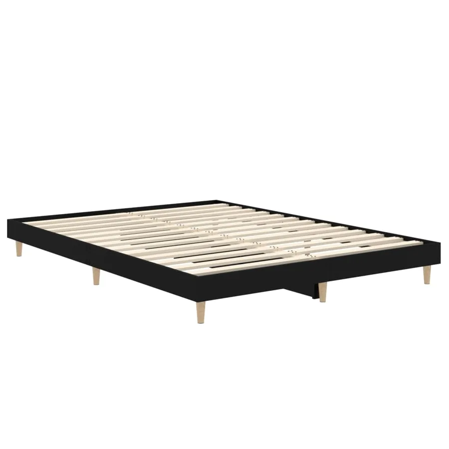 Cadre de lit sans matelas noir 140x190 cm bois d'ingénierie - 5