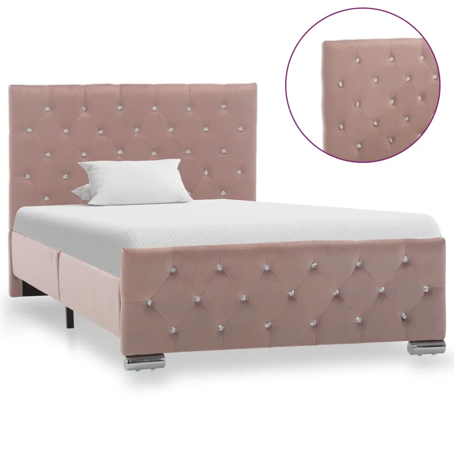 Cadre de lit sans matelas Rose Velours 100x200 cm - 3
