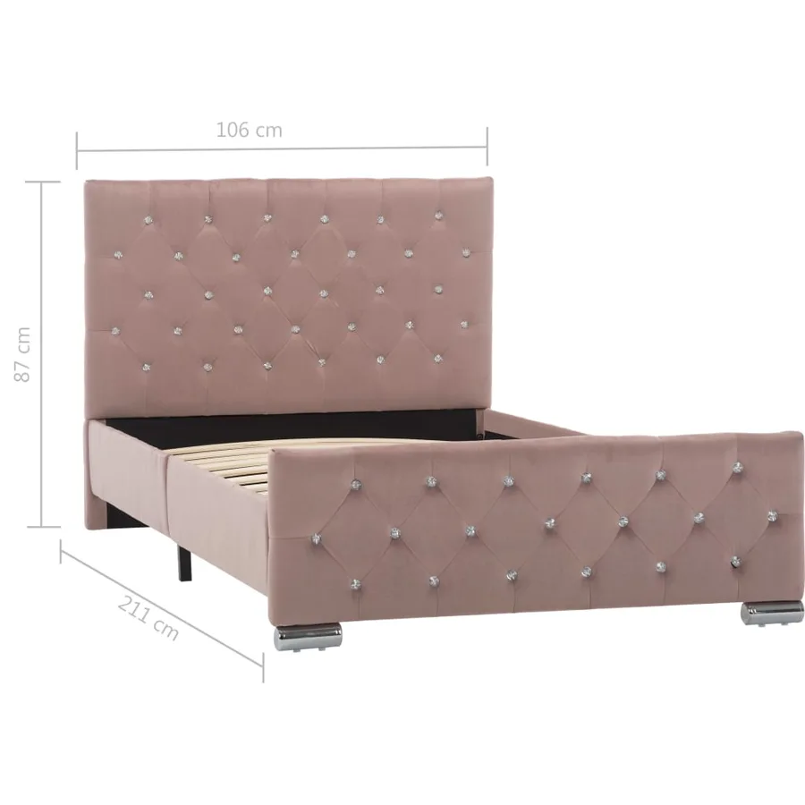 Cadre de lit sans matelas Rose Velours 100x200 cm - 8