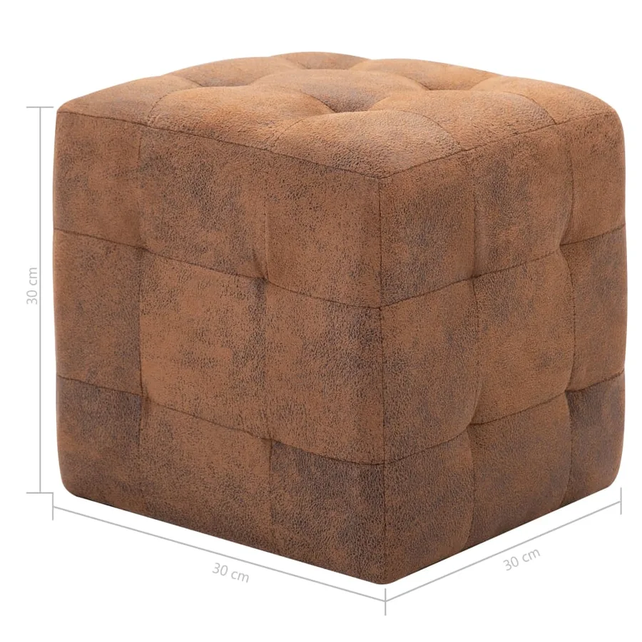 Tables de chevet 2 pcs Marron 30x30x30 cm Similicuir daim - 6