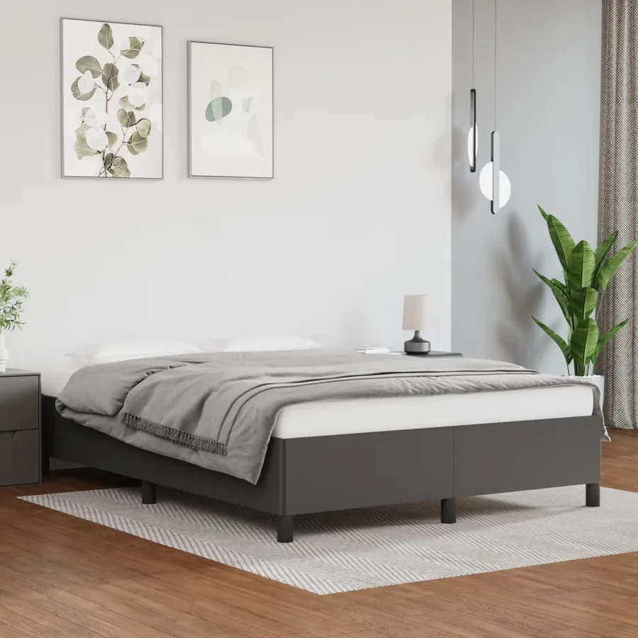 Cadre de lit sans matelas gris 140x190 cm similicuir