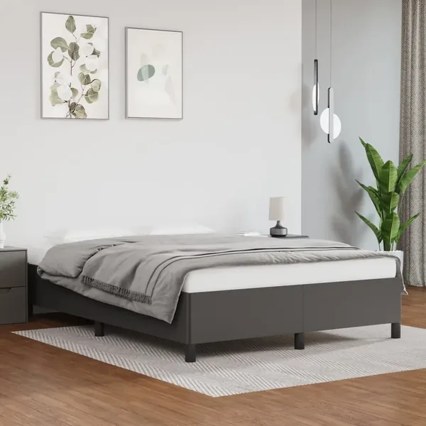 Cadre de lit sans matelas gris 140x190 cm similicuir