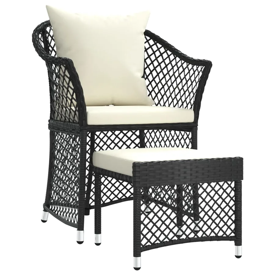 Salon de jardin 2 pcs avec coussins Noir Résine tressée - 2