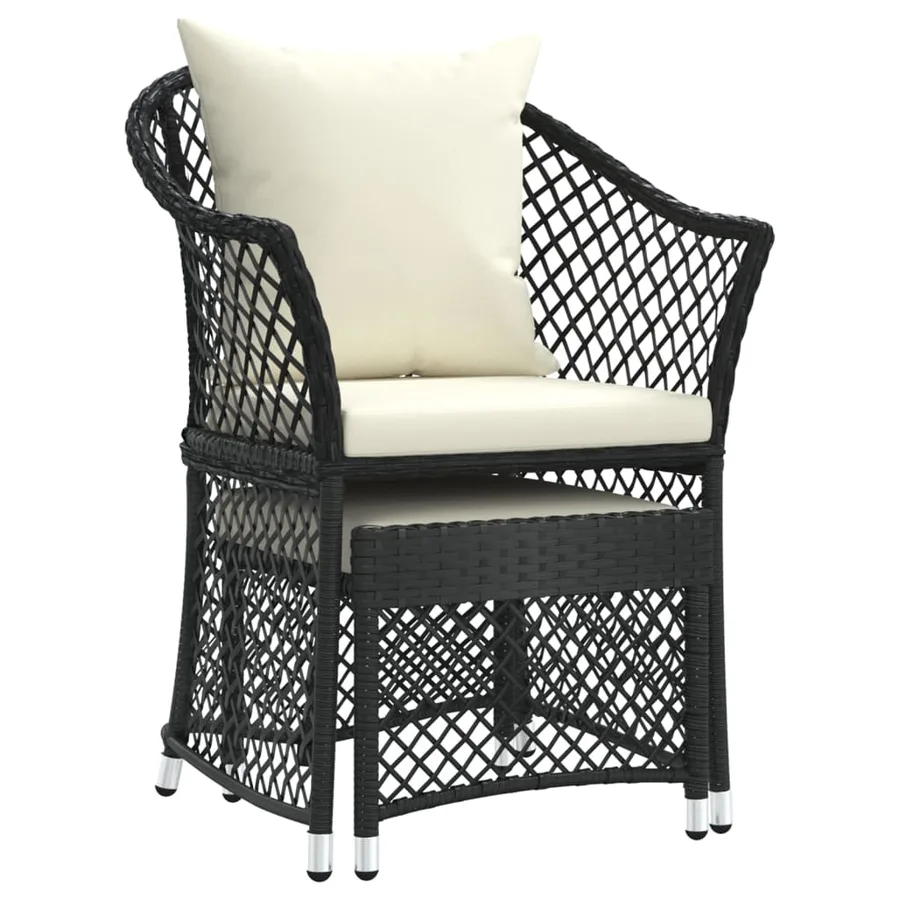 Salon de jardin 2 pcs avec coussins Noir Résine tressée - 3