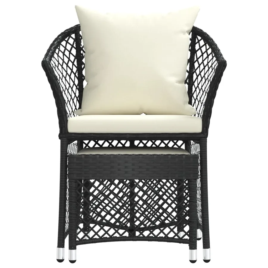 Salon de jardin 2 pcs avec coussins Noir Résine tressée - 4