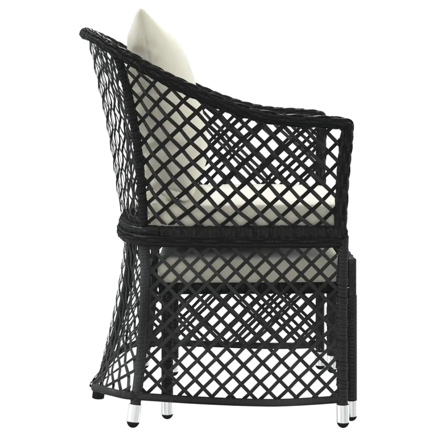 Salon de jardin 2 pcs avec coussins Noir Résine tressée - 5