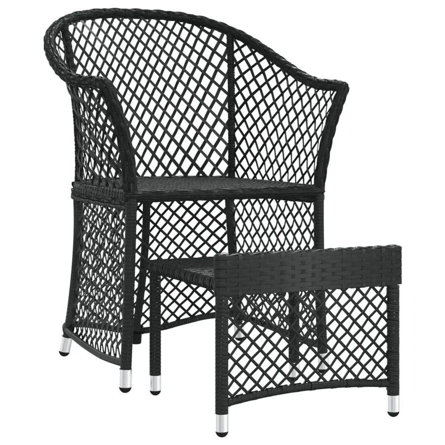 Salon de jardin 2 pcs avec coussins Noir Résine tressée - 7