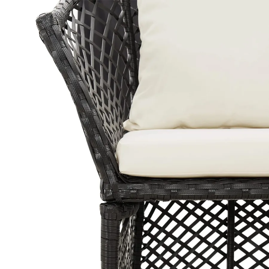 Salon de jardin 2 pcs avec coussins Noir Résine tressée - 8