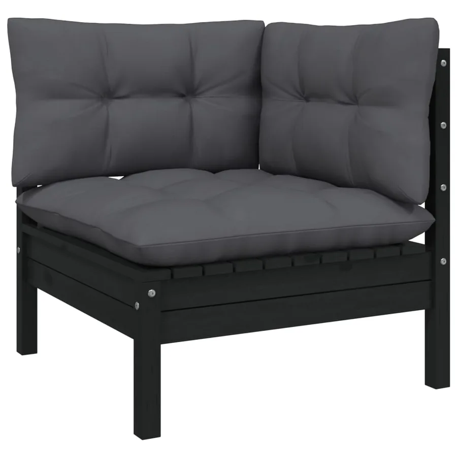 Salon de jardin 3 pcs avec coussins anthracite bois de pin - 4