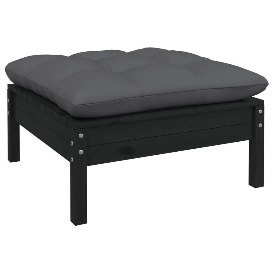 Salon de jardin 3 pcs avec coussins anthracite bois de pin - 6