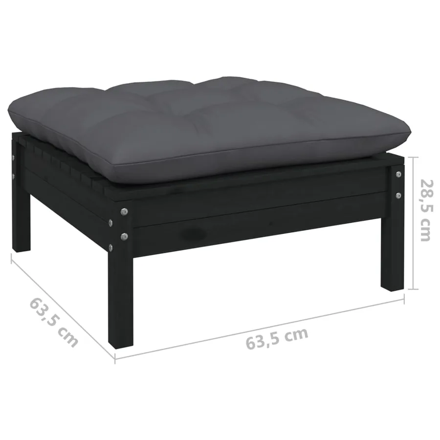 Salon de jardin 3 pcs avec coussins anthracite bois de pin - 8