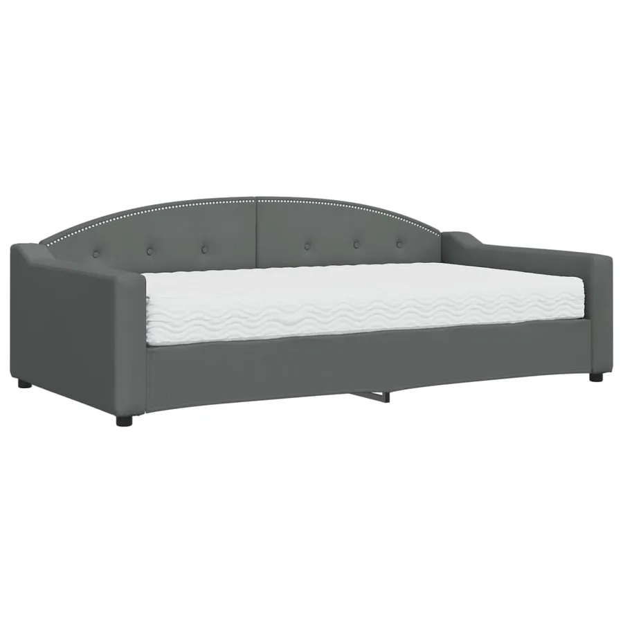Lit de jour avec matelas gris foncé 100x200 cm tissu - 2
