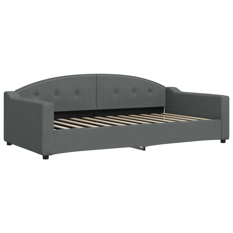 Lit de jour avec matelas gris foncé 100x200 cm tissu - 3