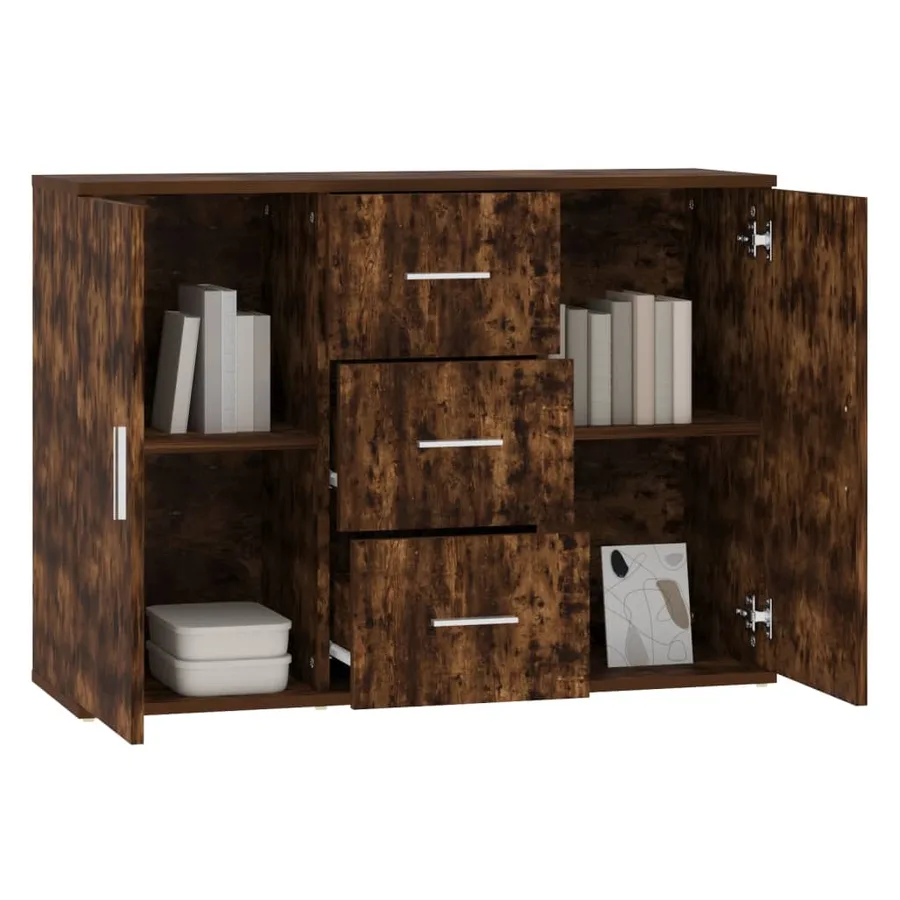 Buffet Chêne fumé 91x29,5x65 cm Bois d'ingénierie - 4