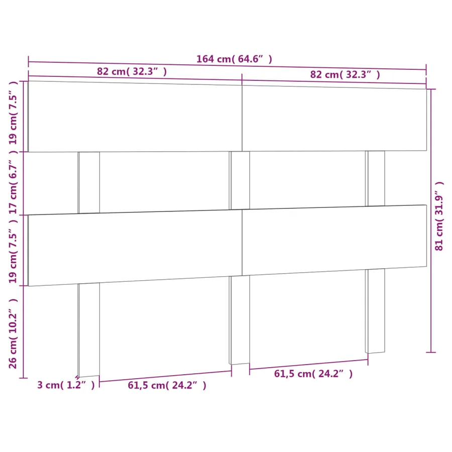 Tête de lit Blanc 164x3x81 cm Bois massif de pin - 6