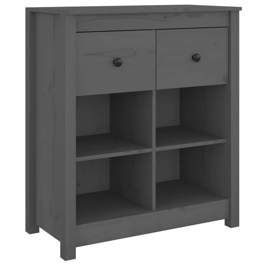 Buffet Gris 70x35x80 cm Bois massif de pin - 2