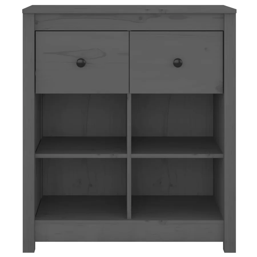 Buffet Gris 70x35x80 cm Bois massif de pin - 3