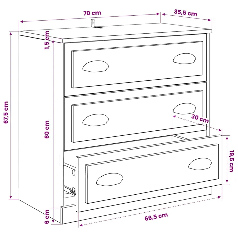 Buffets 3 pcs Chêne sonoma Bois d'ingénierie - 11