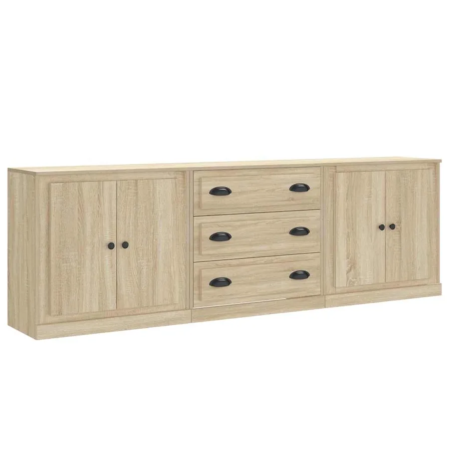 Buffets 3 pcs Chêne sonoma Bois d'ingénierie - 2