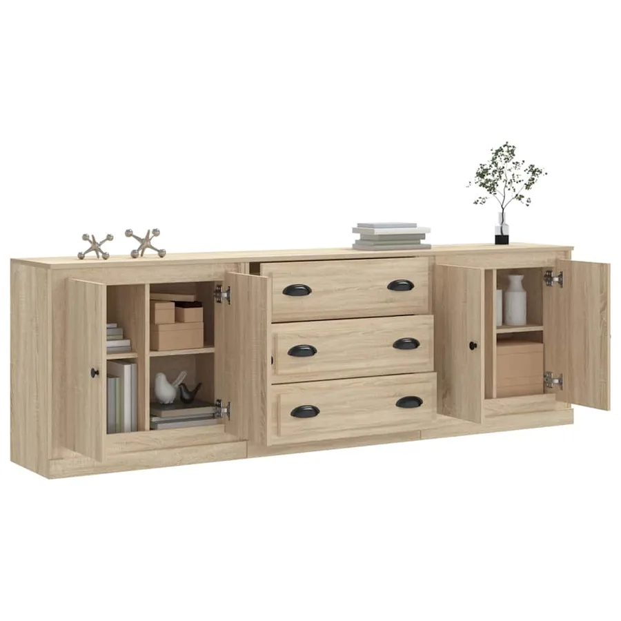 Buffets 3 pcs Chêne sonoma Bois d'ingénierie - 3