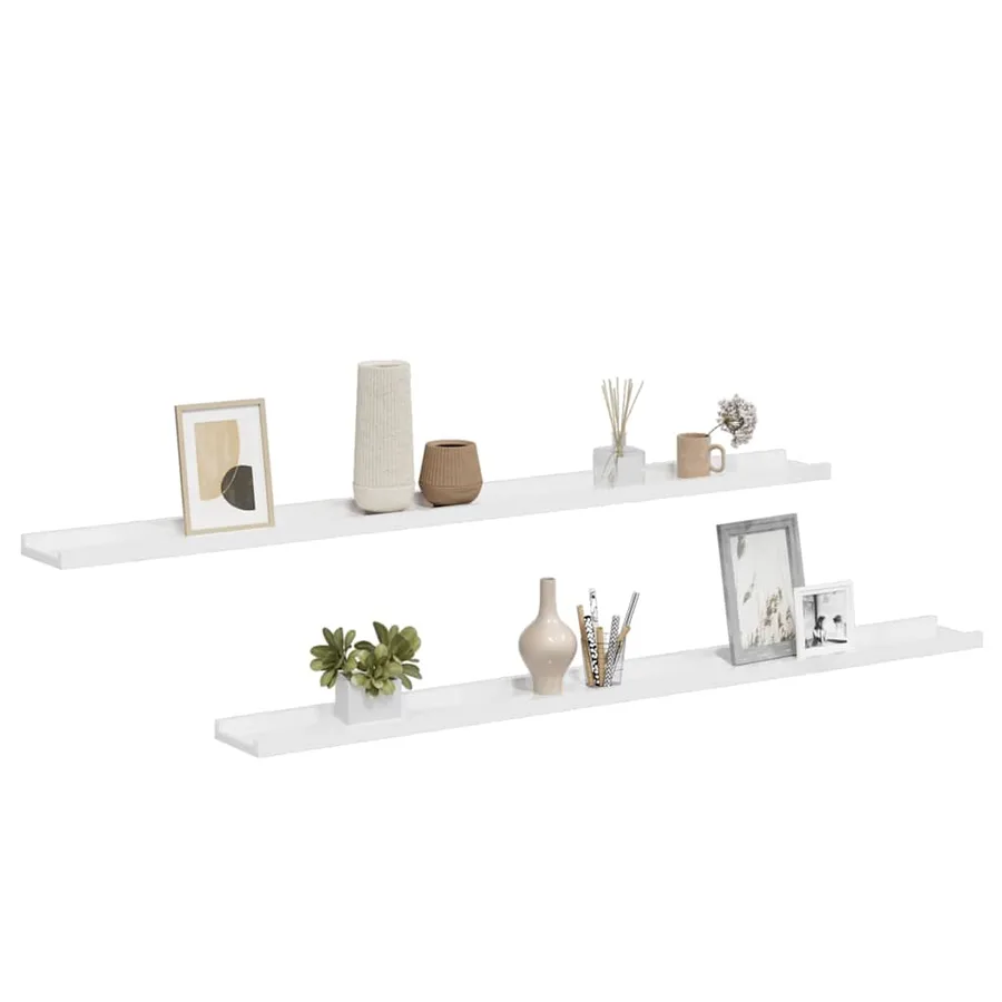 Étagères murales 2 pcs Blanc brillant 115x9x3 cm - 4