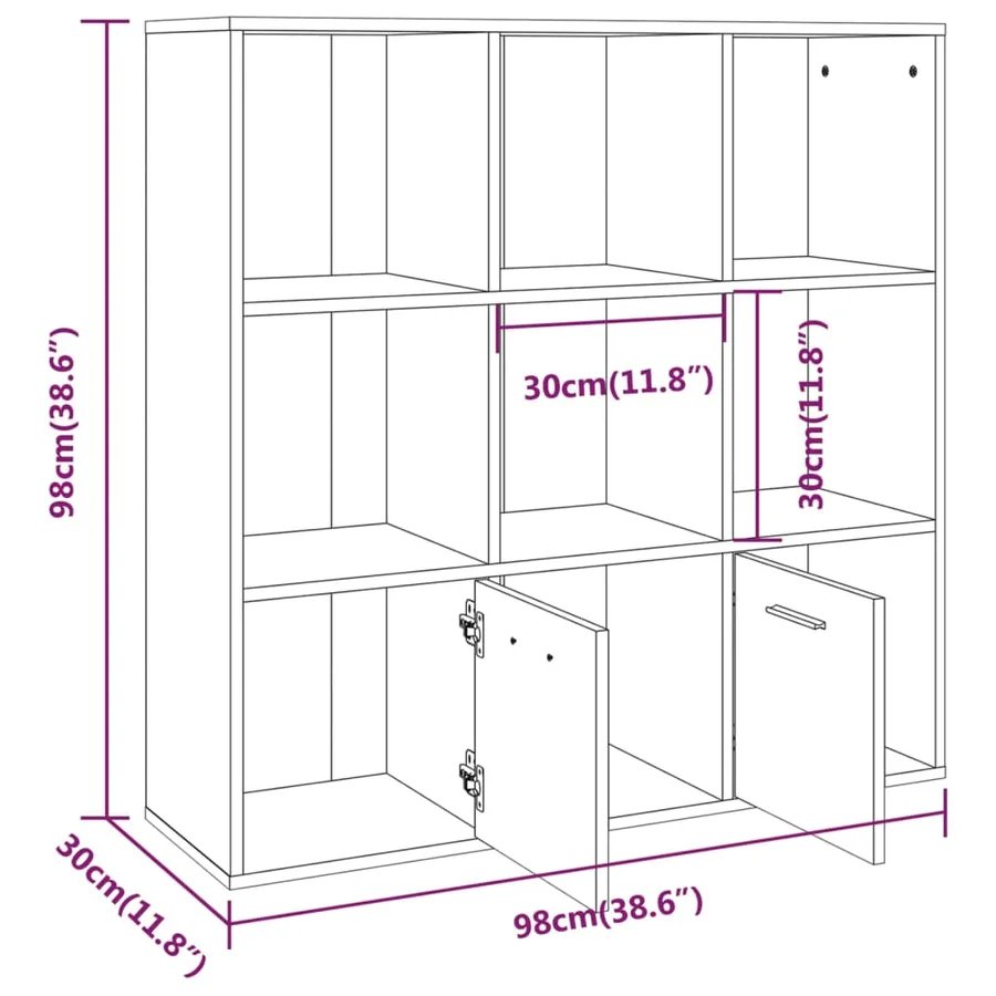 Armoire à livres Sonoma gris 98x30x98 cm - 9