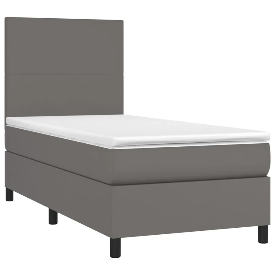 Sommier à lattes de lit avec matelas et LED Gris 90x190 cm - 3