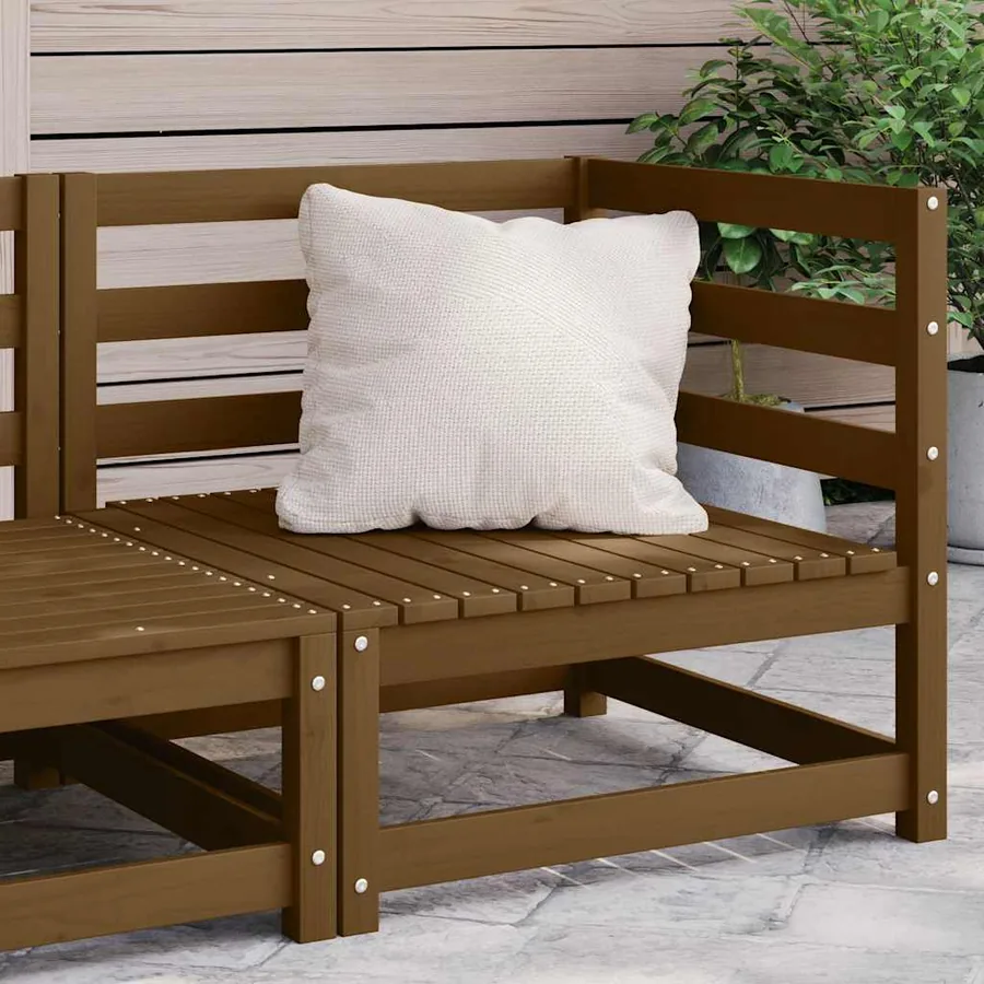 Canapé d'angle de jardin marron miel bois de pin solide