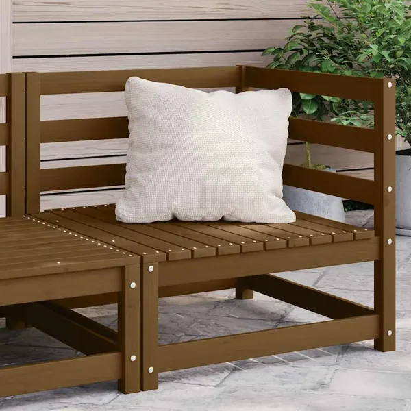 Canapé d'angle de jardin marron miel bois de pin solide