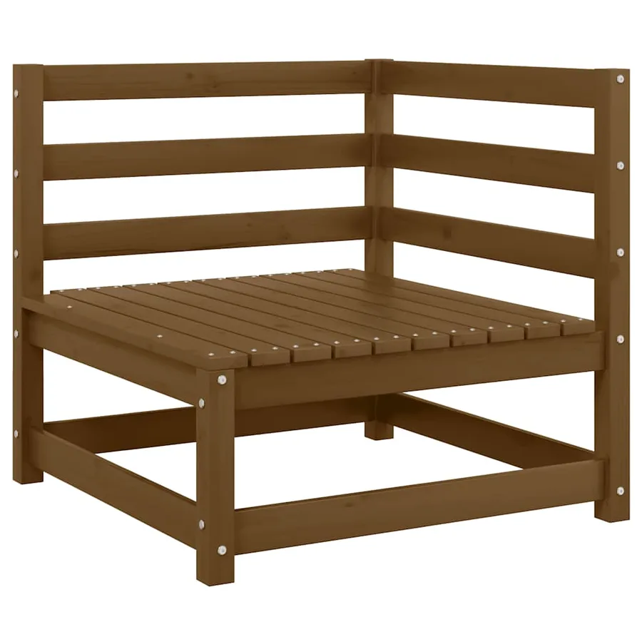 Canapé d'angle de jardin marron miel bois de pin solide - 2