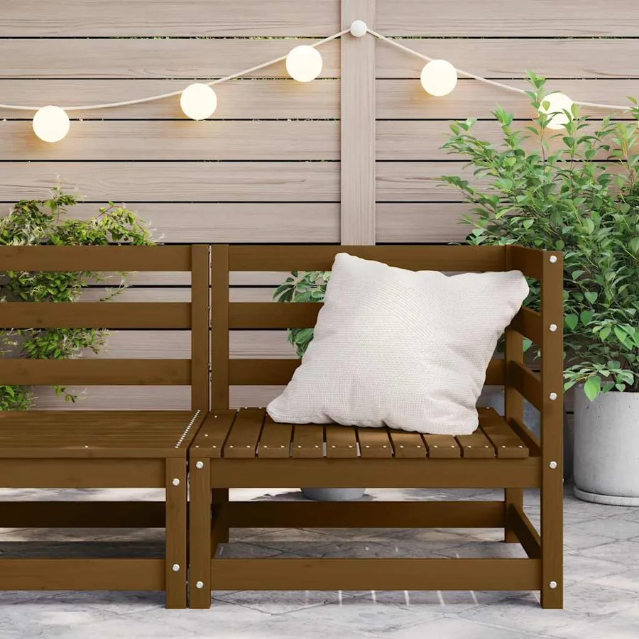 Canapé d'angle de jardin marron miel bois de pin solide - 3
