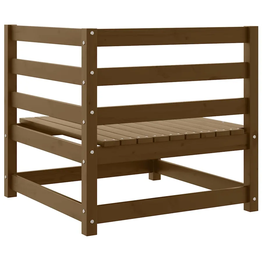 Canapé d'angle de jardin marron miel bois de pin solide - 6