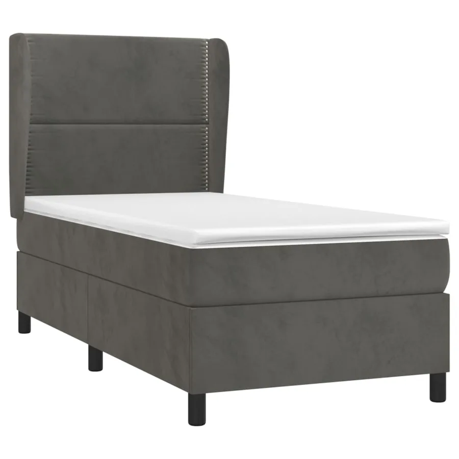 Sommier à lattes de lit et matelas Gris foncé 80x200 cm Velours - 3