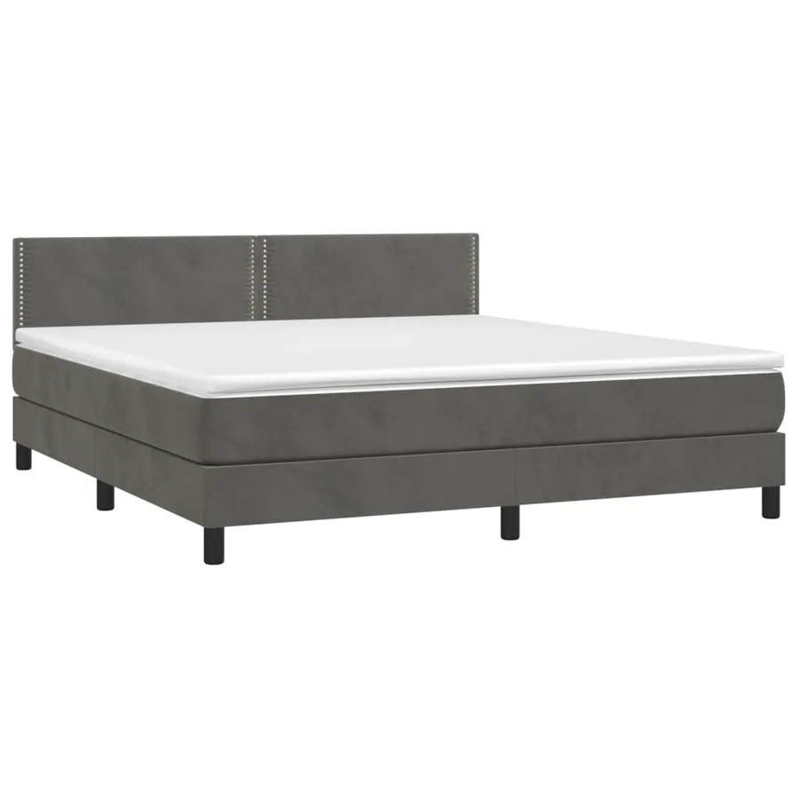 Sommier à lattes de lit et matelas Gris foncé 160x200cm Velours - 3