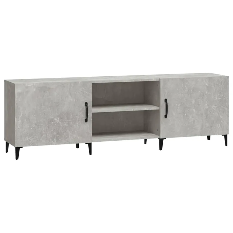 Meuble TV gris béton 150x30x50 cm bois d'ingénierie - 2