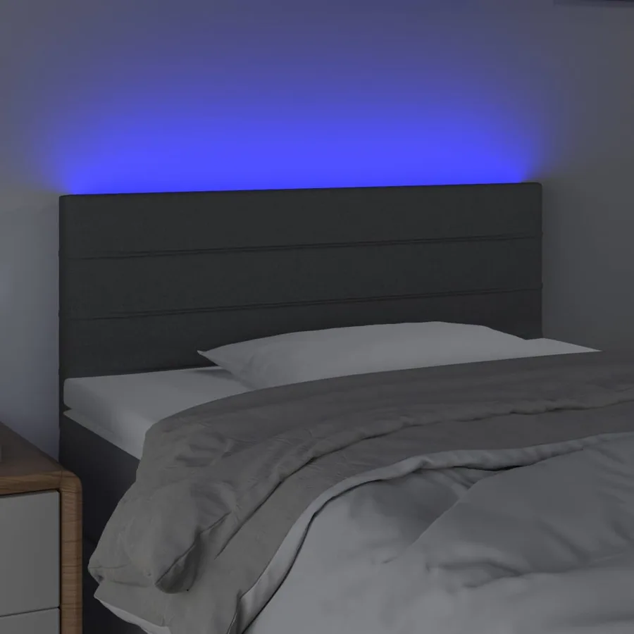 Tête de lit à LED Gris foncé 100x5x78/88 cm Tissu - 3