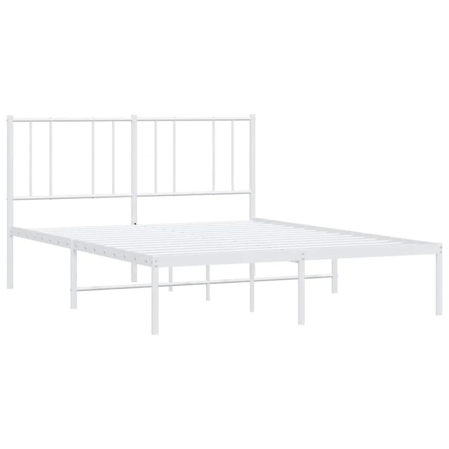Cadre de lit métal sans matelas et tête de lit blanc 160x200 cm - 3