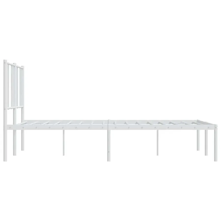 Cadre de lit métal sans matelas et tête de lit blanc 160x200 cm - 7