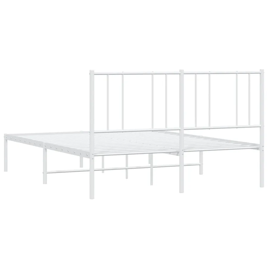 Cadre de lit métal sans matelas et tête de lit blanc 160x200 cm - 8