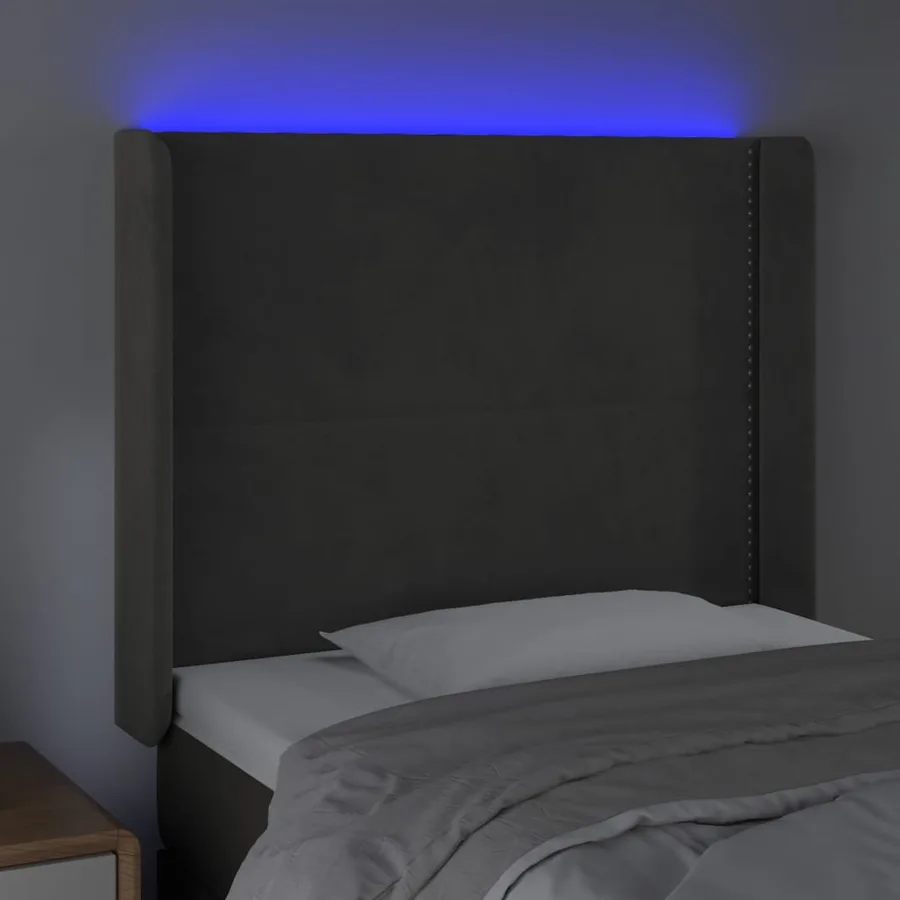 Tête de lit à LED Gris foncé 83x16x118/128 cm Velours - 4