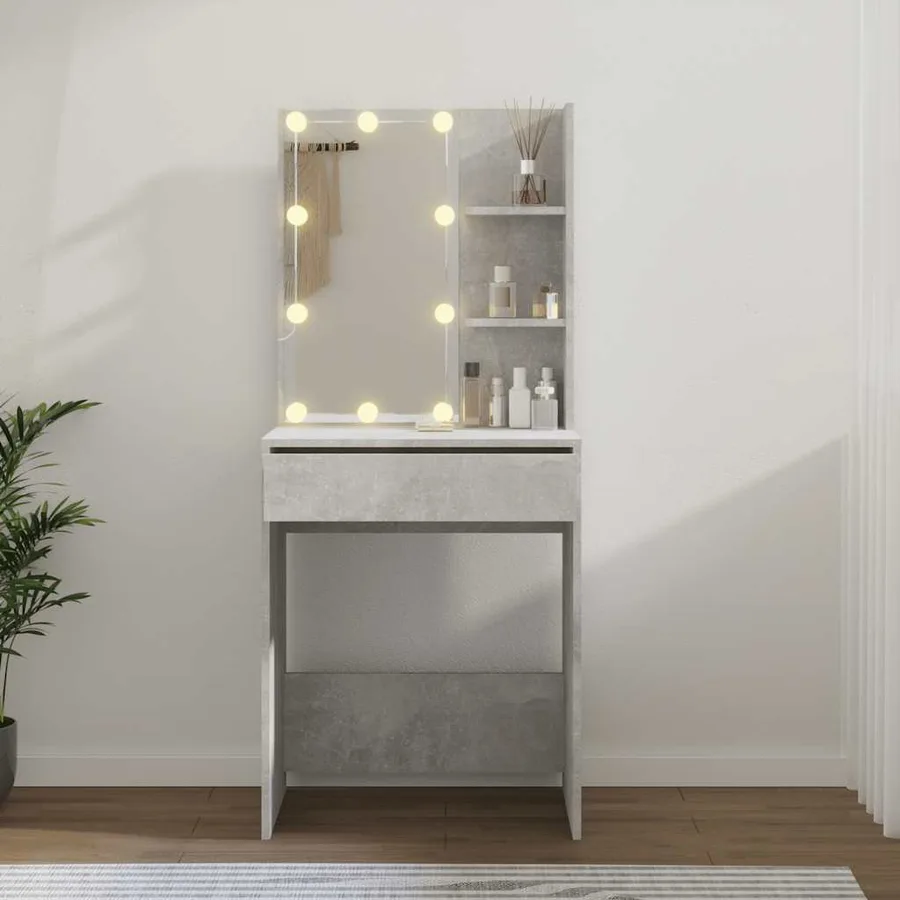 Coiffeuse avec LED Gris béton 60x40x140 cm - 14
