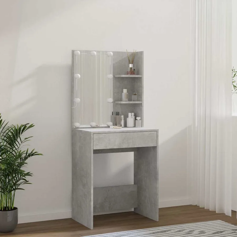Coiffeuse avec LED Gris béton 60x40x140 cm - 15