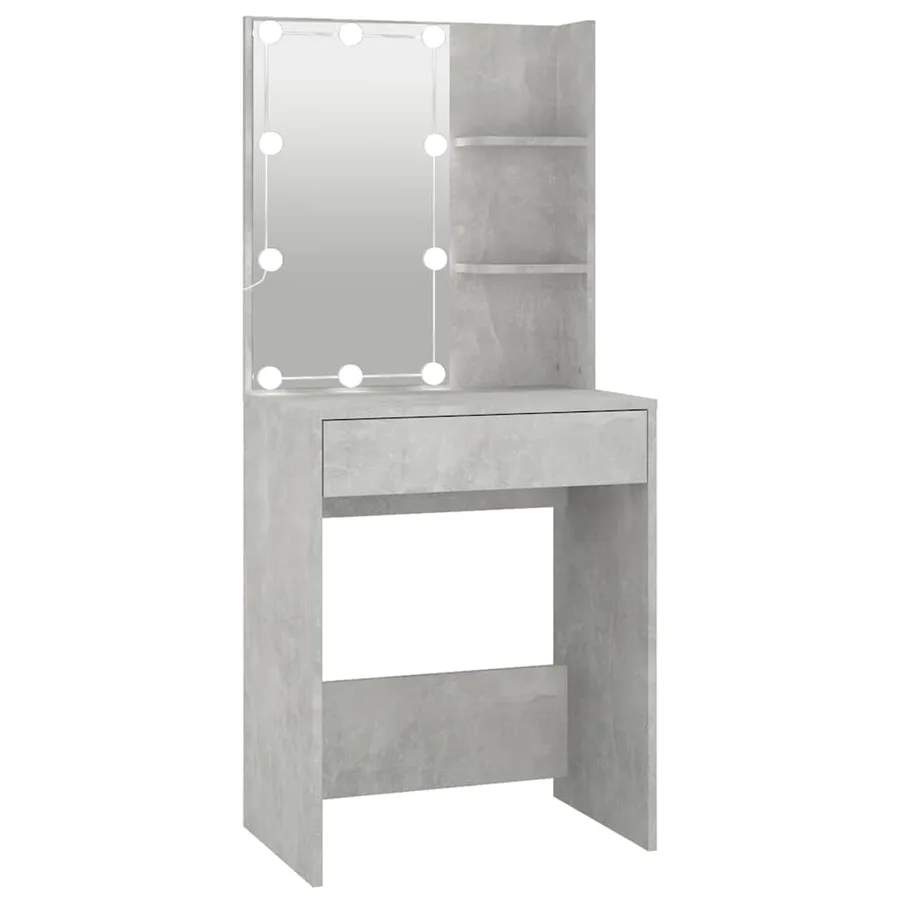 Coiffeuse avec LED Gris béton 60x40x140 cm - 2