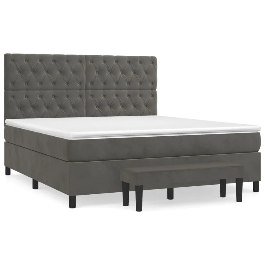 Sommier à lattes de lit et matelas Gris foncé 160x200cm Velours - 2