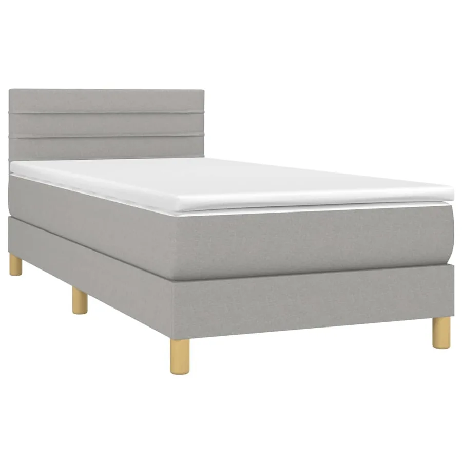 Sommier à lattes de lit avec matelas et LED Gris clair 90x200cm - 3