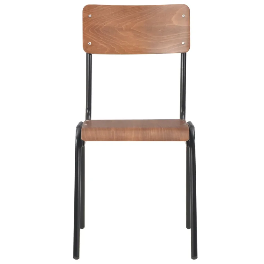 Chaises à manger lot de 4 marron contreplaqué solide et acier - 2